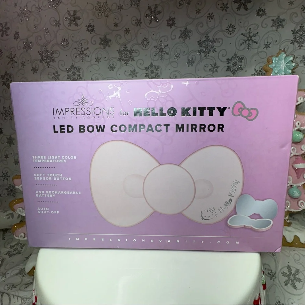 Impressions Sanrio Hello Kitty LED Pink Bow Compact Mirror Christmas Stocking